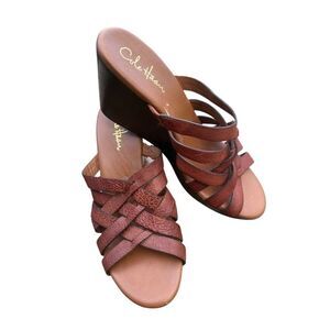Cole Haan Nike Air Women's Brown Strappy Wedge Sandals Size 8.5B Casual